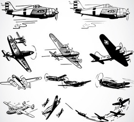 Vintage Airplane Silhouettes Vector Image