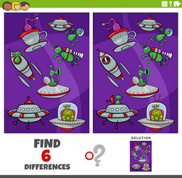differences game with cartoon alien characters vector image