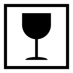 fragile flat icon with black frame isolated vector image