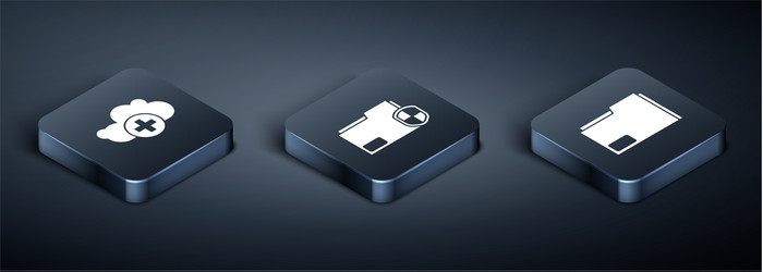set isometric add cloud document folder vector image