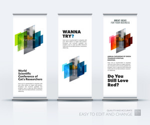 set of modern roll up banner stand design vector