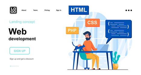 web development concept programmer coding code vector image