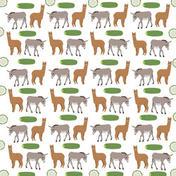 alpaca donkey with fruit as a pattern background vector image
