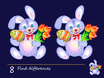 find 8 differences logic puzzle game for children vector image