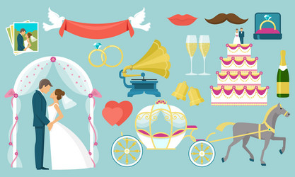 Vintage wedding set Royalty Free Vector Image - VectorStock