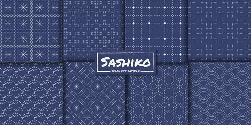 Japanese Sashiko Pattern Collection vector