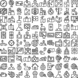 map and navigation isolated icons set vector