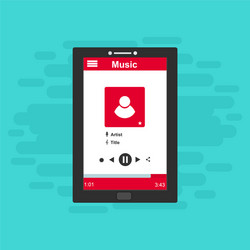 media player application app template with flat vector