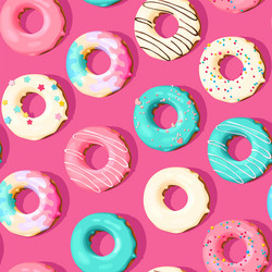 Seamless pattern with high detailed donuts vector