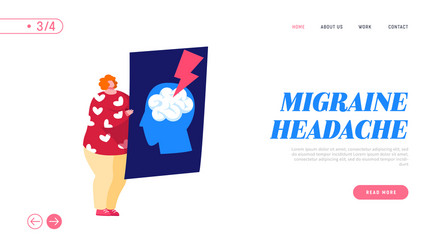 Vessel rupture migraine landing page template vector