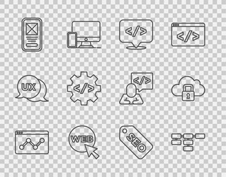 set line website statistic site map front end vector image