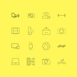 Devices linear icon set simple outline icons vector