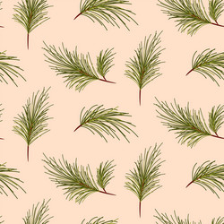 pine tree branches on pale pink background pattern vector image