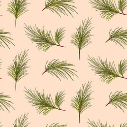 pine tree branches on pale pink background pattern vector