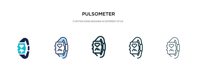 Pulsometer icon in different style two colored vector