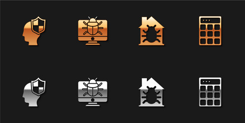 set head with shield system bug on monitor house vector image