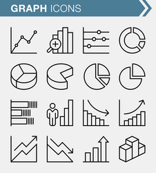 Set of pixel perfect thin line graphs and charts vector