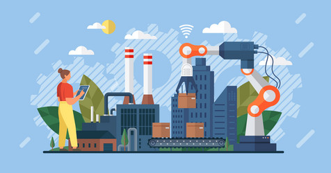Automation business manager engineers check vector