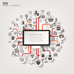 icon tree flat abstract background with web icons vector image