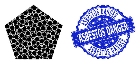 scratched asbestos danger round seal and recursion vector