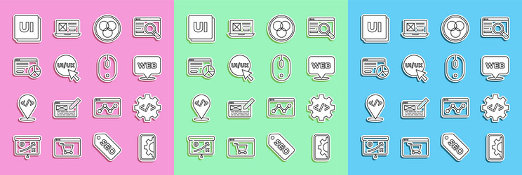 Set line web development front end and graphic vector