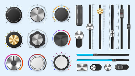 Volume adjustment dials round level knob rotary Vector Image