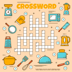 kitchenware and utensil crossword grid vector