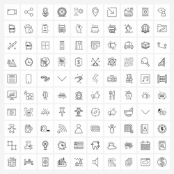 set 100 simple line icons for web and print vector image