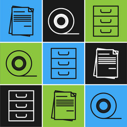 set line file document drawer with documents vector image