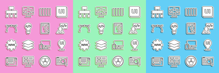 set line ui or ux design front end development vector image