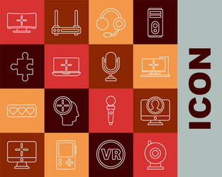 Set line web camera create account screen vector