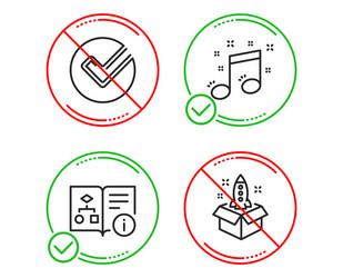 Verify technical algorithm and musical note icons vector