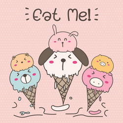 cute animal ice cream vector