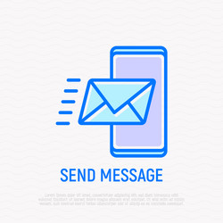 send message envelope flying on smartphone vector