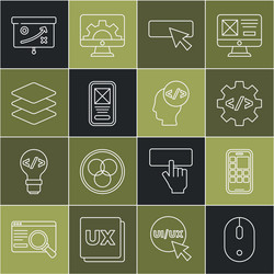 set line computer mouse mobile apps front end vector image