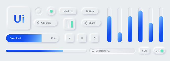 neumorphism and toggles design light web ui vector image