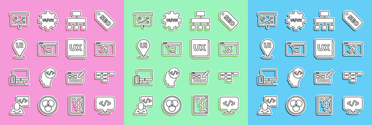 Set line front end development site map website vector