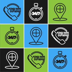 set line taxi call telephone service map pointer vector image