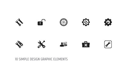 set of 10 editable tool icons includes symbols vector