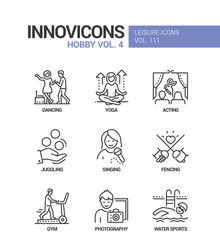 Hobby and activities - line design style icons set vector