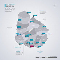 uruguay map with infographic elements pointer vector image
