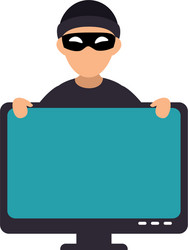 hacker with computer avatar character vector image
