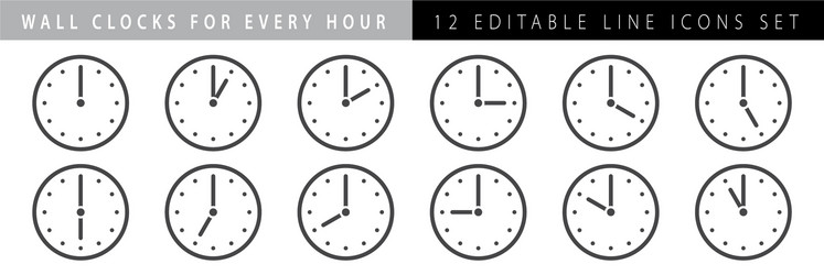 horizontal set analog clock icon notifying vector