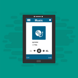 media player application app template with flat vector image