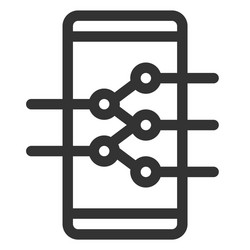 Phone with neural network icon artificial vector