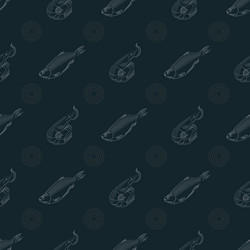 Pub print seamless pattern with fish and shrimp vector