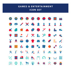 set game and entertainment icon with flat vector