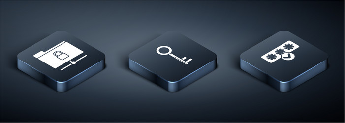 set isometric ftp folder and lock password vector image