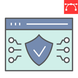 web browser protection color line icon security vector image