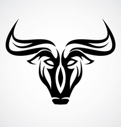 Bull Head Tattoo - Tribal Style Vector Image